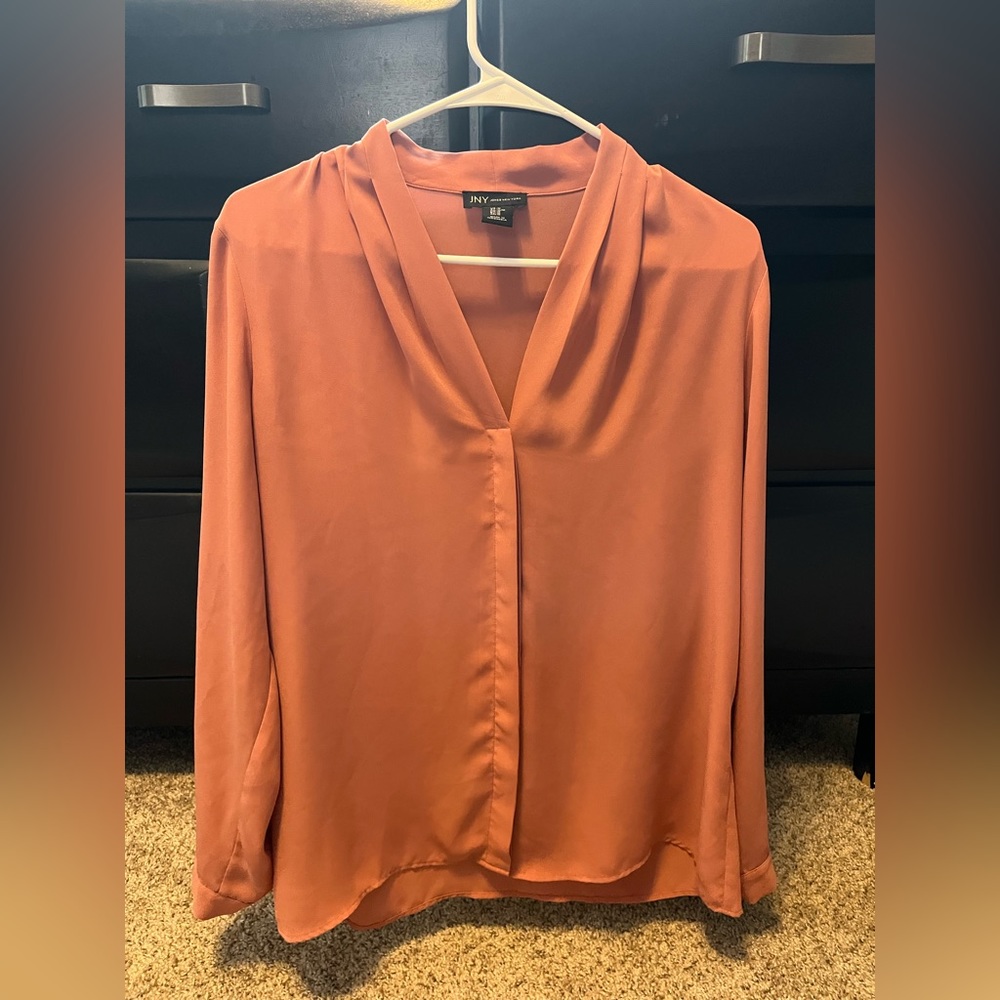 Pink button down business casual top